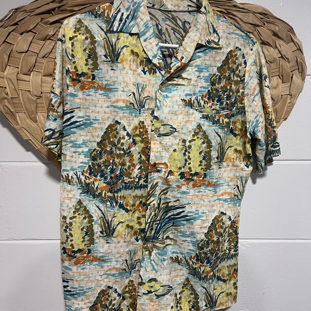 Vintage gold embossed MCM button down shirt